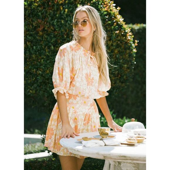 Sabo Skirt orange floral smocked mini dress - Picture 8 of 8